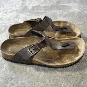 Betula Birkenstock Gizeh Thong Sandals Womens Size 37 US 6‎ Brown Leather